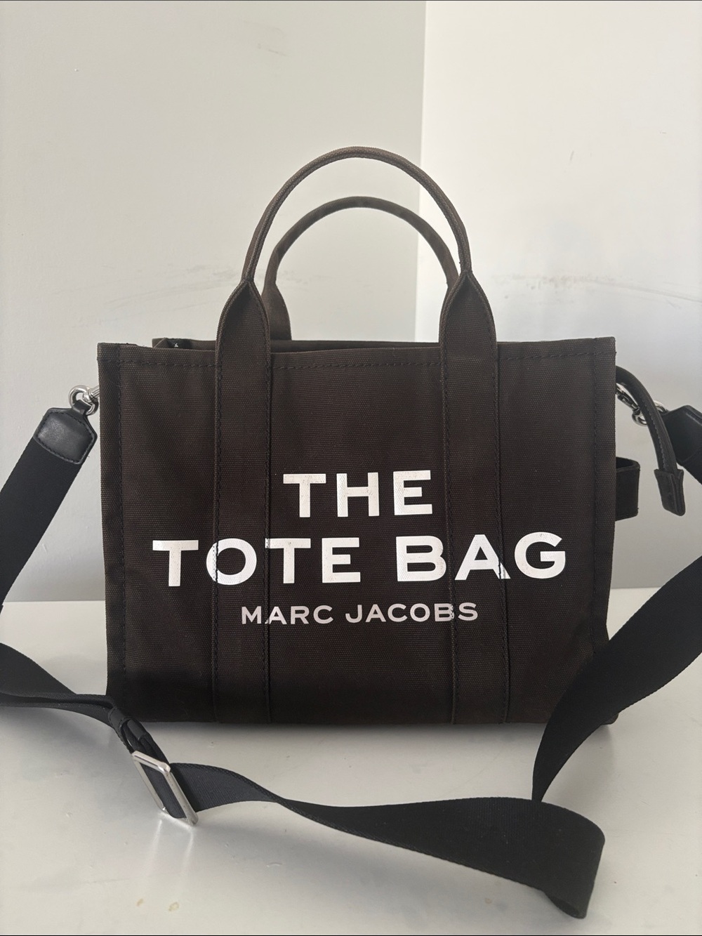 Marc Jacobs Brown Canvas 'The Tote Bag' with White Logo